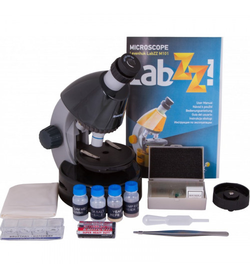 Mikroskops Bērniem ar Eksperimentālo Komplektu K50 Levenhuk LabZZ M101Pelēkā krāsā 40x-640x 69057